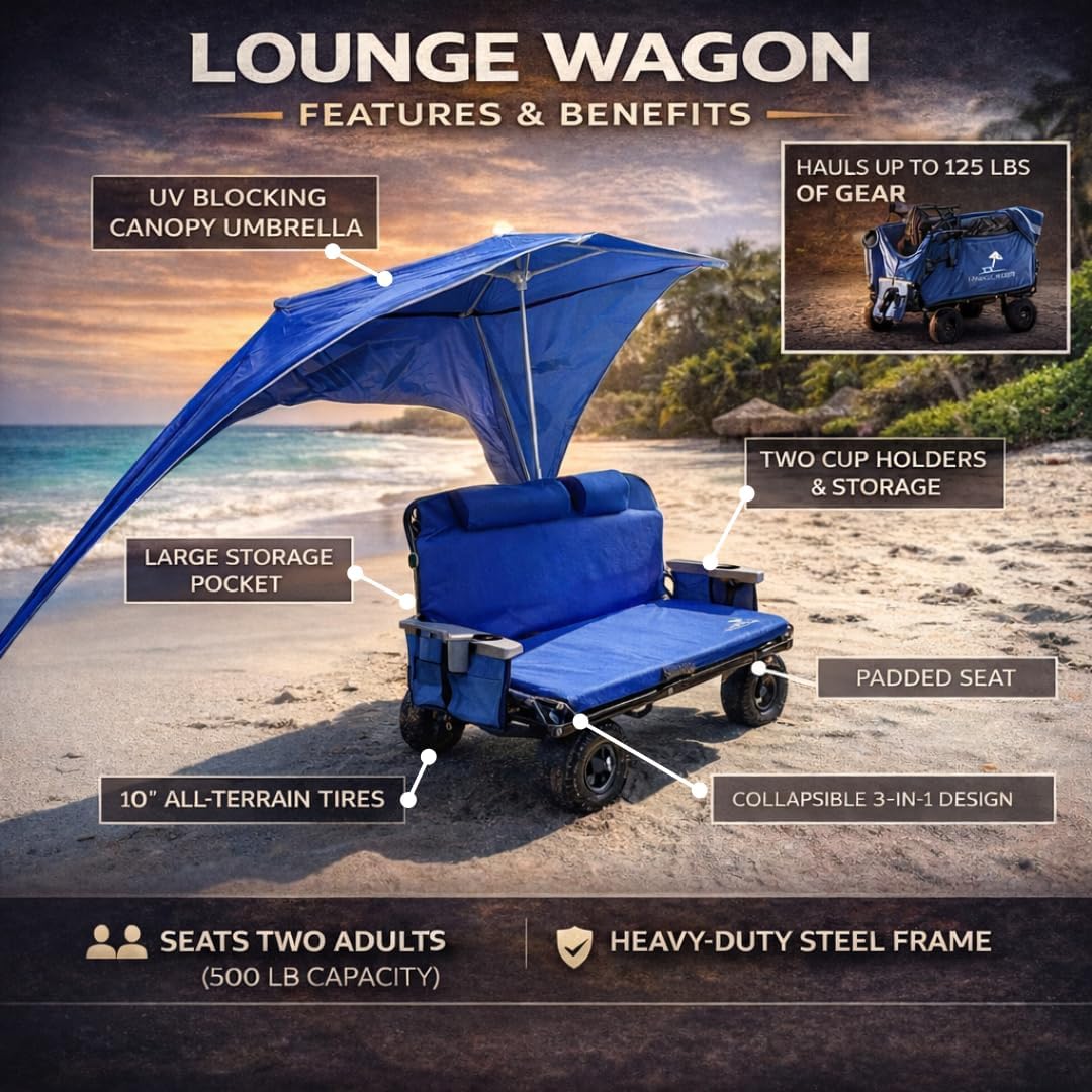 ☀️ Foldable 3-in-1 Wagon Chair for Beach & Camping 🏕️