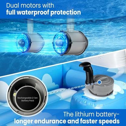 🌊🛟 Electric Motorized Pool Float with Canopy | Rechargeable Dual Motor Lounger ☀️⚡