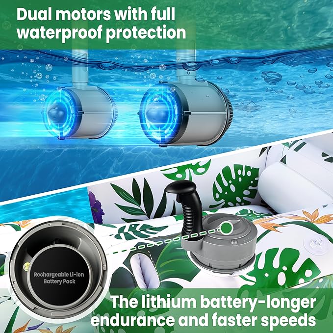🌊🛟 Electric Motorized Pool Float with Canopy | Rechargeable Dual Motor Lounger ☀️⚡