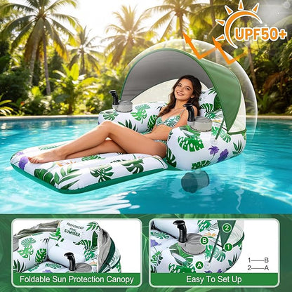 🌊🛟 Electric Motorized Pool Float with Canopy | Rechargeable Dual Motor Lounger ☀️⚡